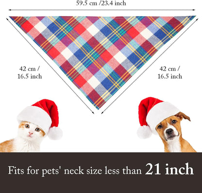 12 Piece Dog Bandanas Plaid Dog Scarf Pet Triangle Bibs Adjustable Accessories Bulk Kerchief Buffalo Plaid Bandanas Decor for Small or Medium Pet(Lattice Graphic)