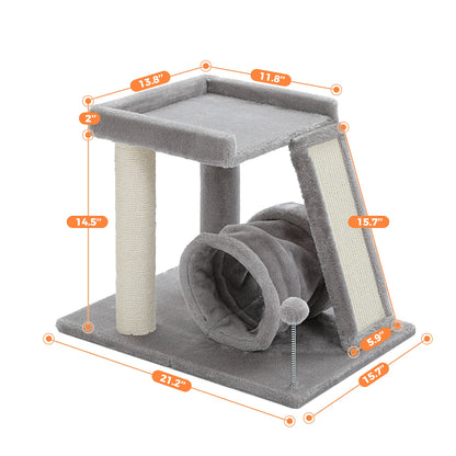 Multi-Level Pet Cat Tree House Candos Soft Natural Sisal Scratching Posts for Kitten Tower with Basket Beds Protecting Furniture