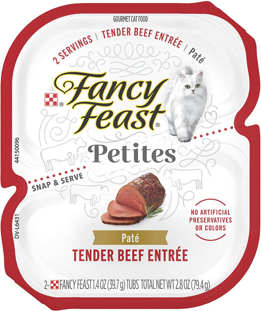 Purina  Gourmet Pate Wet Cat Food, Petites Tender Beef Entree - (Pack of 12) 2.8 Oz. Tubs