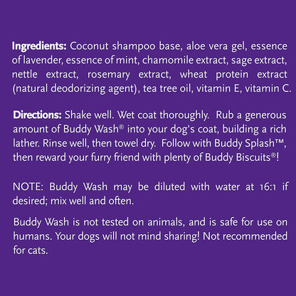 Buddy Wash 2-In-1 Dog Shampoo and Conditioner for Dog Grooming, Lavender & Mint, 1 Gal. Bottle