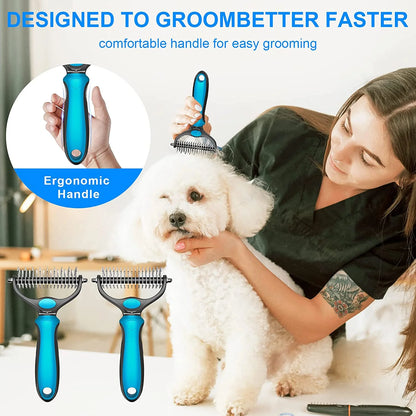 Undercoat Rake for Dogs - Dog Grooming Brush - Dog Deshedding Brush - Dog Hair Brush Set-