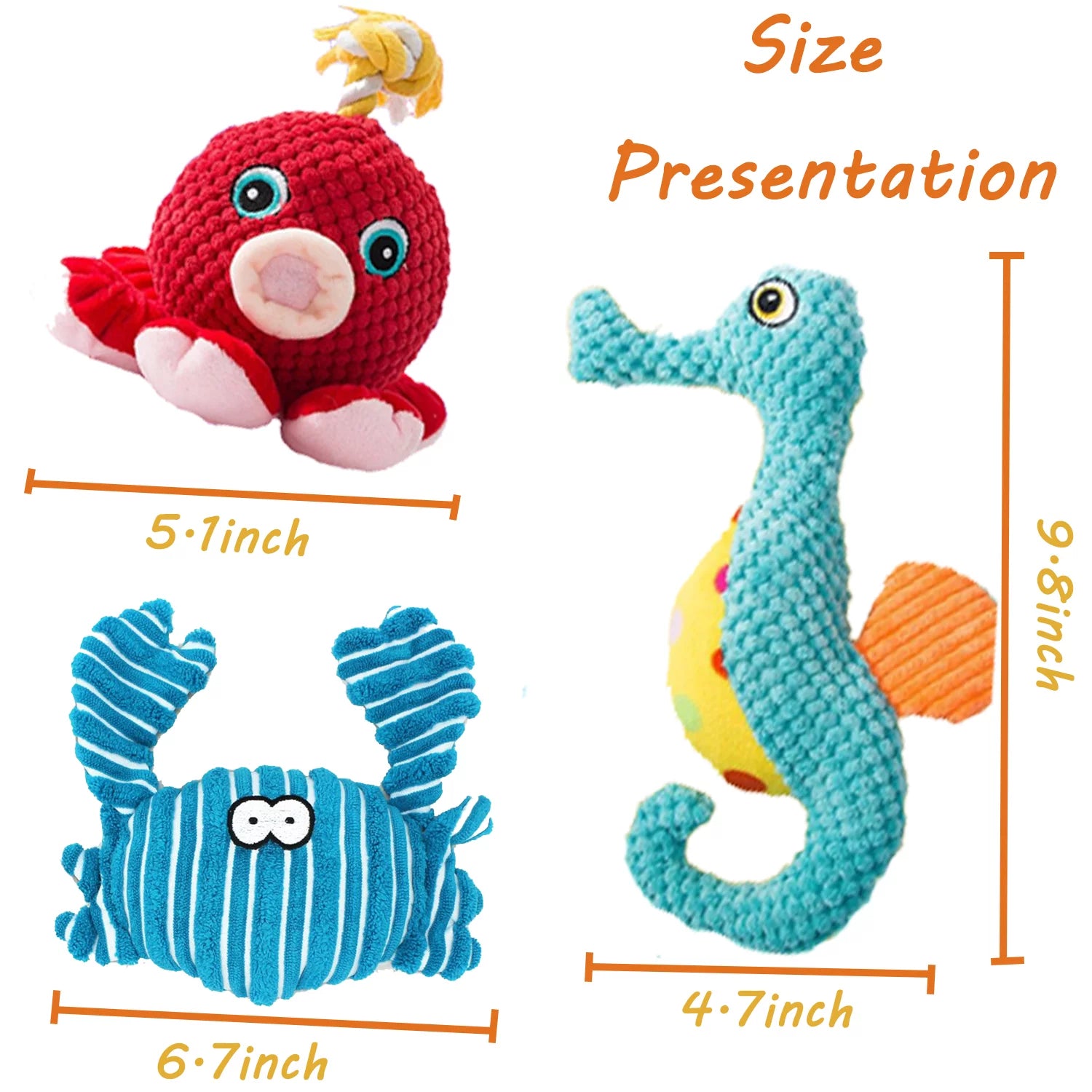 3 Pack Interactive Stuffed Dog Toys, Plush Squeaky Dog Chew Toys for Small Medium Dogs