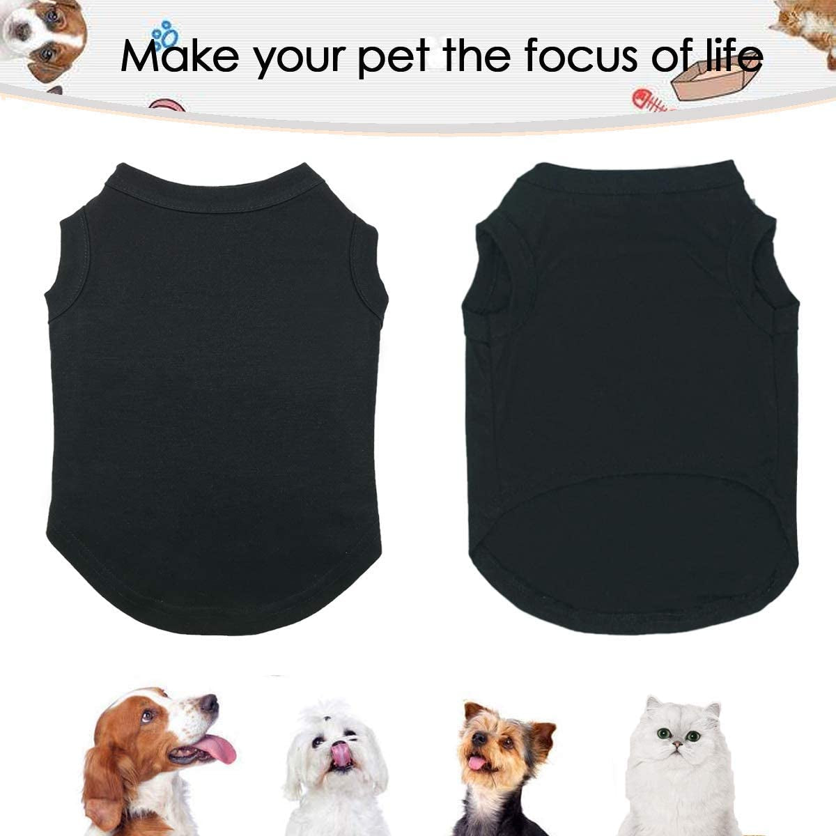 Dog Shirts Pet Clothes Blank Clothing, 3Pcs Puppy Vest T-Shirt Sleeveless Costumes, Doggy Soft and Breathable Apparel Outfits for Small Extra Small Medium Dogs and Cats