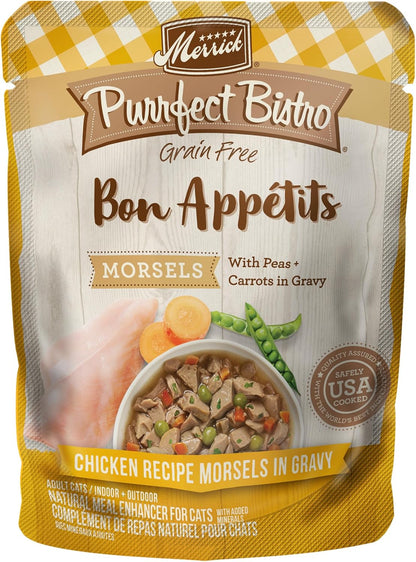 Purrfect Bistro Bon Appetits Grain Free Wet Cat Food Chicken Recipe Morsels in Gravy - (Pack of 24) 3 Oz. Pouches