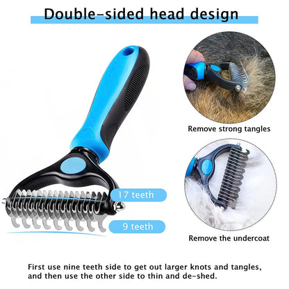 Undercoat Rake for Dogs - Dog Grooming Brush - Dog Deshedding Brush - Dog Hair Brush Set-