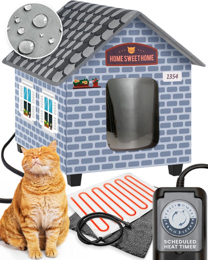 Weatherproof Heated Cat House for Outdoor Cats in Winter - Easy to Assemble Outdoor Heated Cat House