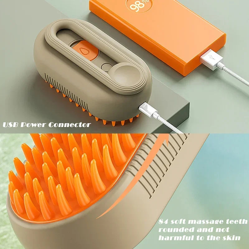 3In1 Cat Steam Brush Steamy Dog Brush Electric Anti-Splashing Brush with Steam Spray Massage Pet Grooming Comb Hair Removal Comb