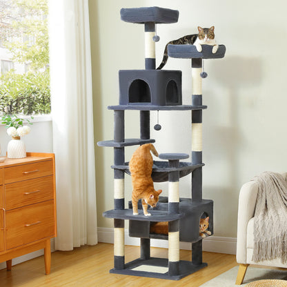 Multi-Level Cat Tree Luxury Cat Tower with Condo Hammock Cat Scrapers with Scratching Post Cat Accessories Cat Toy