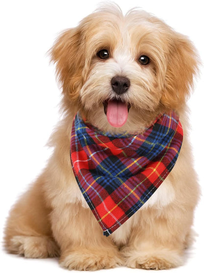 12 Piece Dog Bandanas Plaid Dog Scarf Pet Triangle Bibs Adjustable Accessories Bulk Kerchief Buffalo Plaid Bandanas Decor for Small or Medium Pet(Lattice Graphic)