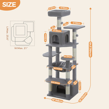 Multi-Level Cat Tree Luxury Cat Tower with Condo Hammock Cat Scrapers with Scratching Post Cat Accessories Cat Toy