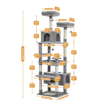 Multi-Level Cat Tree Luxury Cat Tower with Condo Hammock Cat Scrapers with Scratching Post Cat Accessories Cat Toy